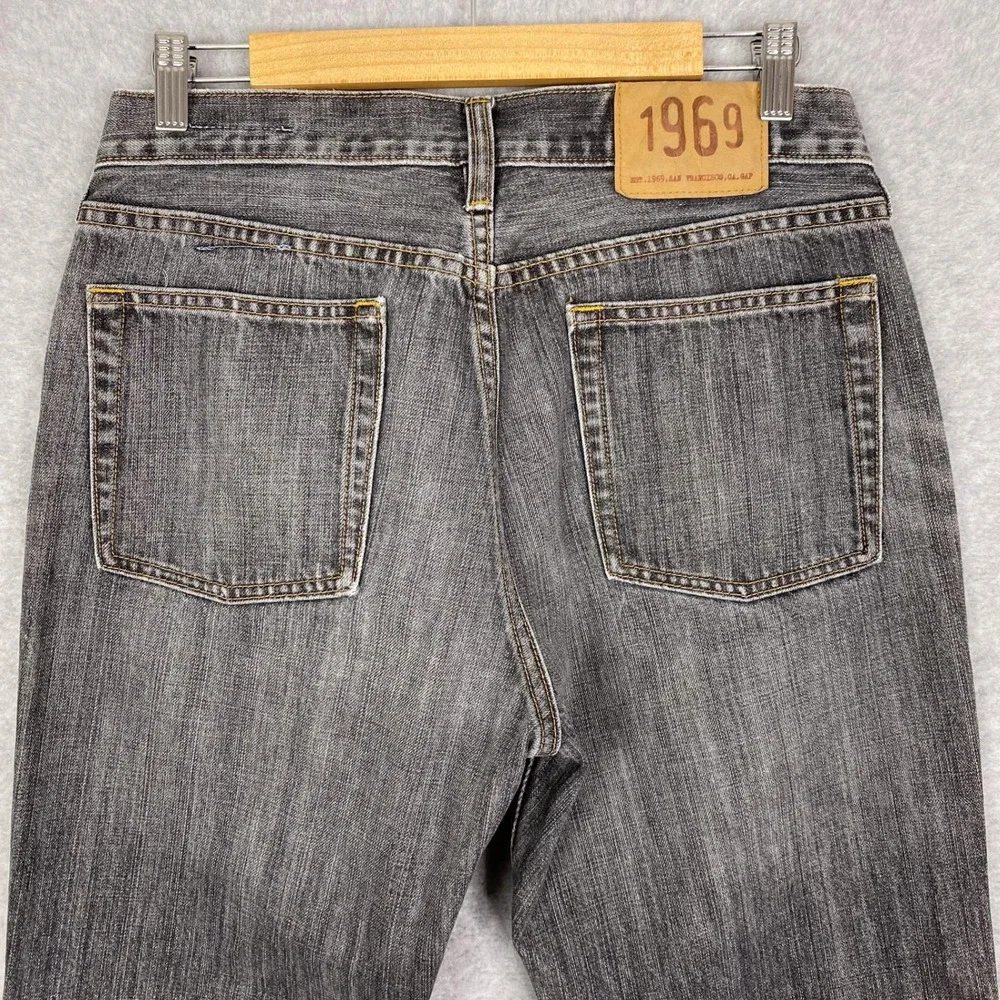 Y2K Gap 1969 Jeans Mens 34x30 Grey Low Rise Boot Fit Japanese Denim Button Fly - Picture 8 of 16